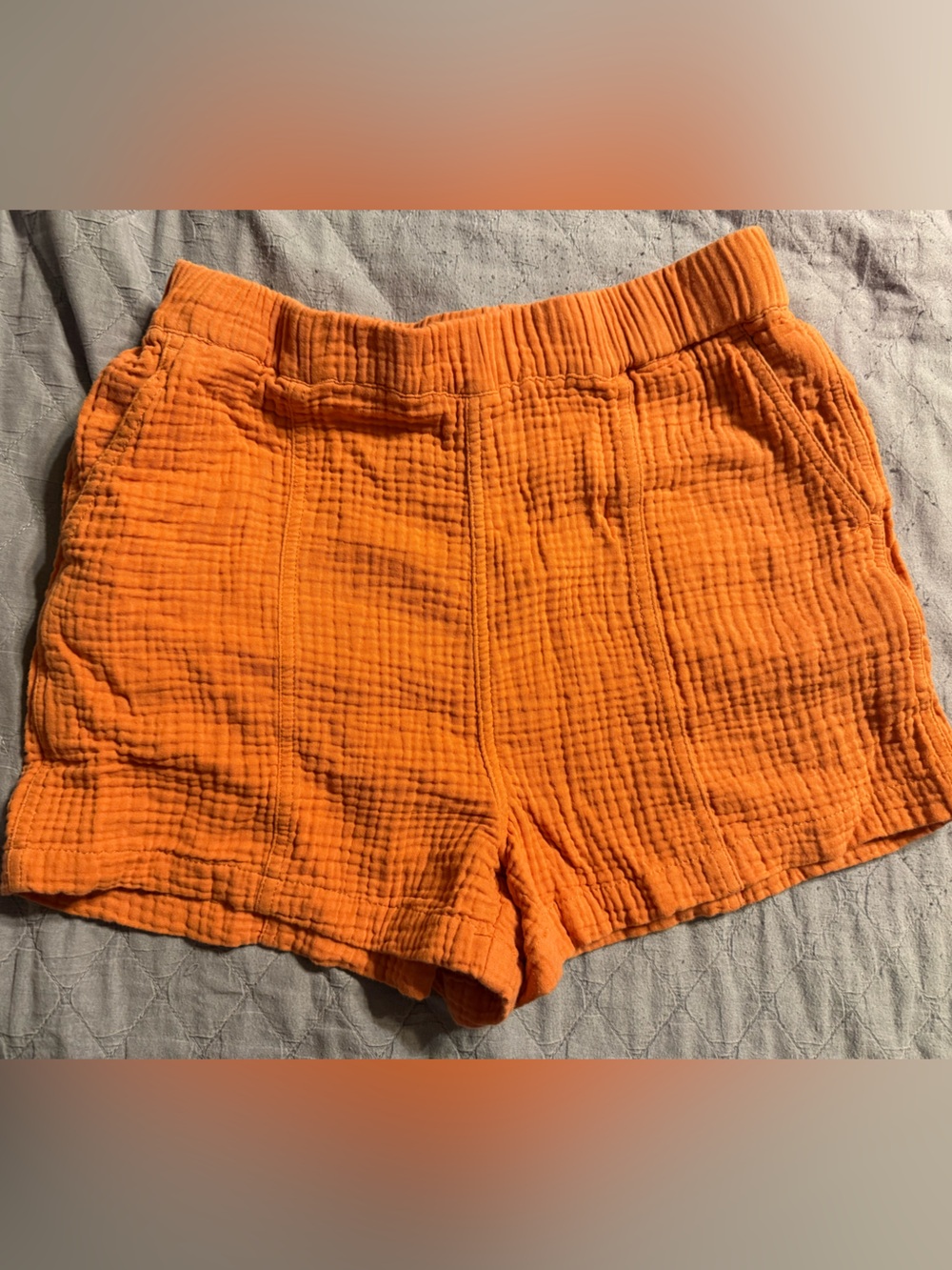 Madewell Orange Quilted Cotton Athletic Shorts